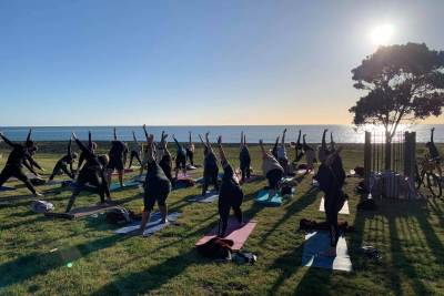 Everyone welcome at Sunday sunrise yoga